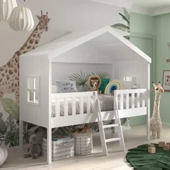 Halbhohes Hausbett in Weiß lackiert - Kumaria^Wohnen Discount