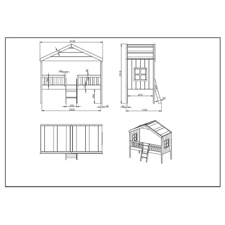 Halbhohes Hausbett in Weiß lackiert - Kumaria^Wohnen Discount