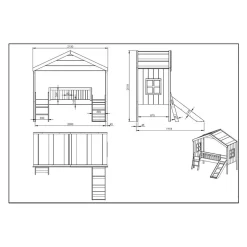 Kinder Wohnen Halbhohes Hausbett mit Rutsche & Leiter - Coreen