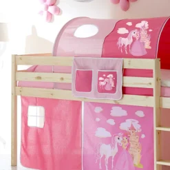 Kinder Wohnen Halbhohes Kinderbett Wonder mit Vorhang im Prinzessin Design