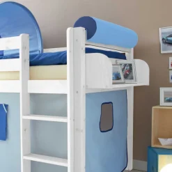 Halbhohes Kinderbett Yasin in Weiß Blau^Wohnen