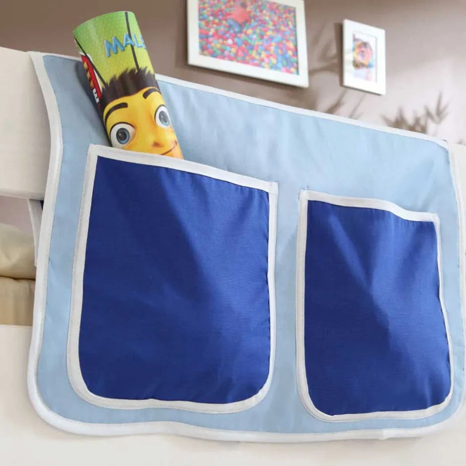 Halbhohes Kinderbett Yasin in Weiß Blau^Wohnen