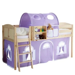 Kinder Wohnen Halbhohes Massivholzbett für Kinder aus Kiefer - Aront