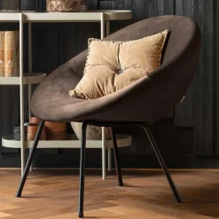 Halbrunder Cocktailsessel in Anthrazit Samt - Savuta^Wohnen