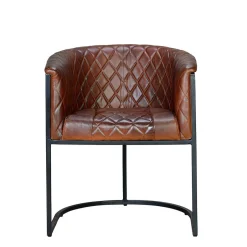 Halbrunder Tischsessel in Braun Leder - Liva^Wohnen Clearance