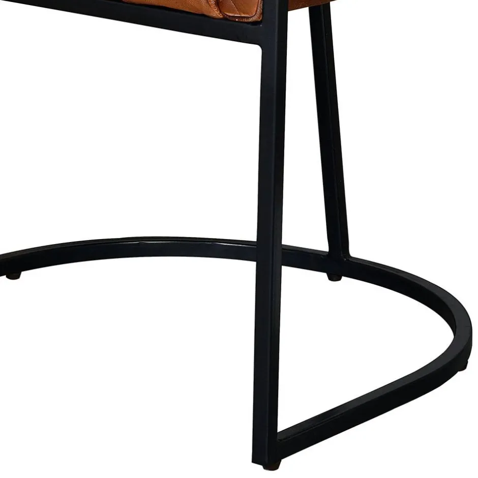 Halbrunder Tischsessel in Braun Leder - Liva^Wohnen Clearance