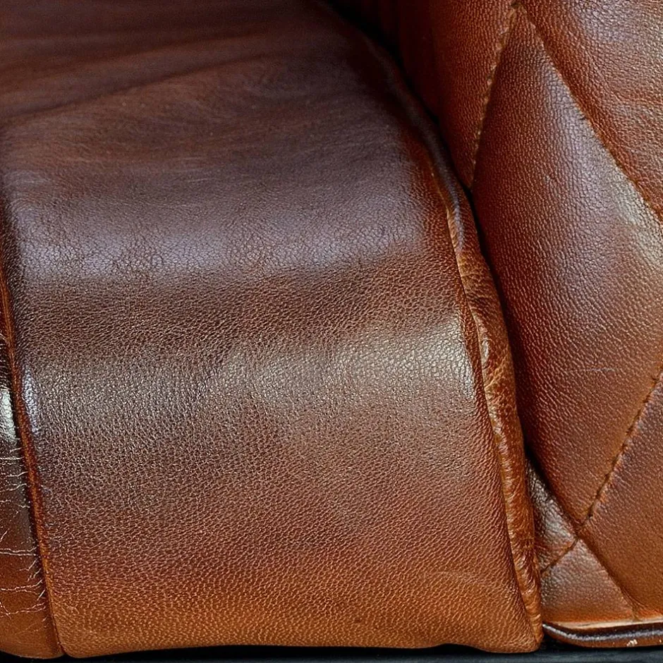 Halbrunder Tischsessel in Braun Leder - Liva^Wohnen Clearance