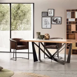 Halbrunder Tischsessel in Braun Leder - Liva^Wohnen Clearance