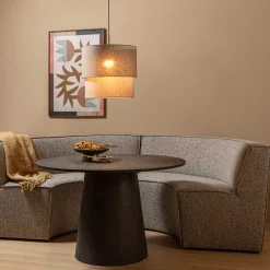 Wohnen Halbrundes Esstisch-Sofa in Beigegrau meliert - William