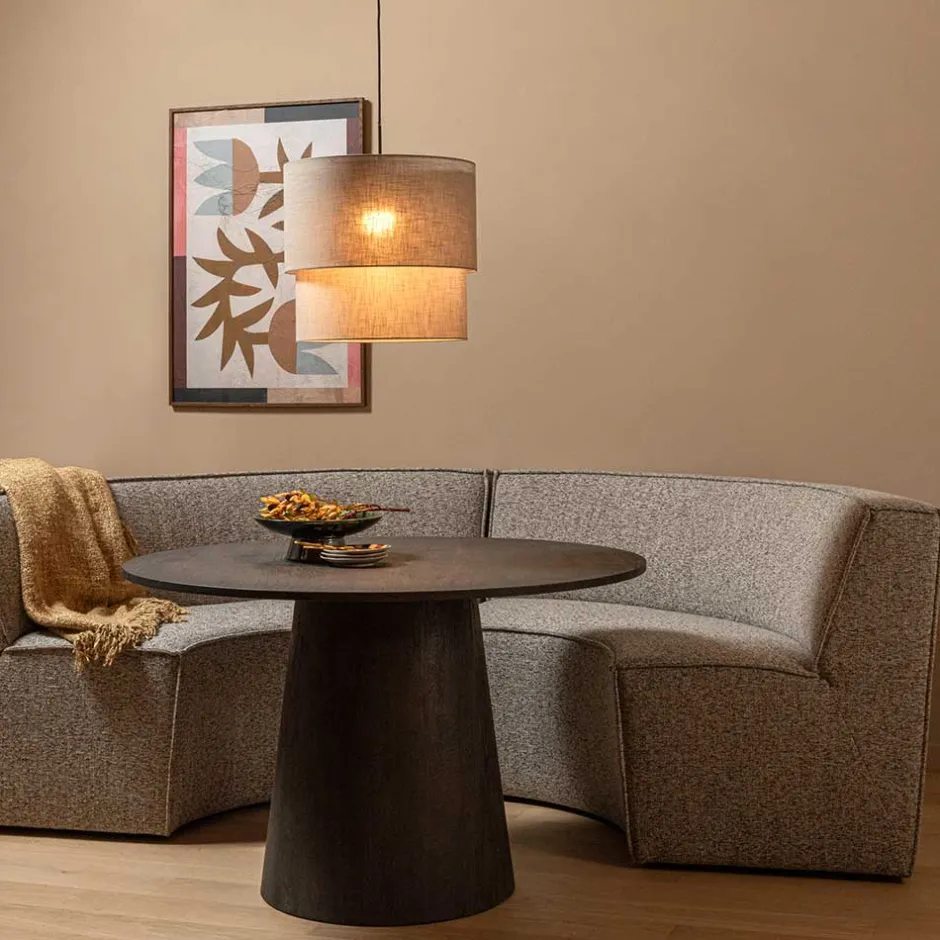 Wohnen Halbrundes Esstisch-Sofa in Beigegrau meliert - William