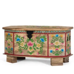Wohnen Handbemalte Holztruhe mit Blumen Motiven - Hectos