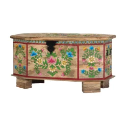 Wohnen Handbemalte Holztruhe mit Blumen Motiven - Hectos
