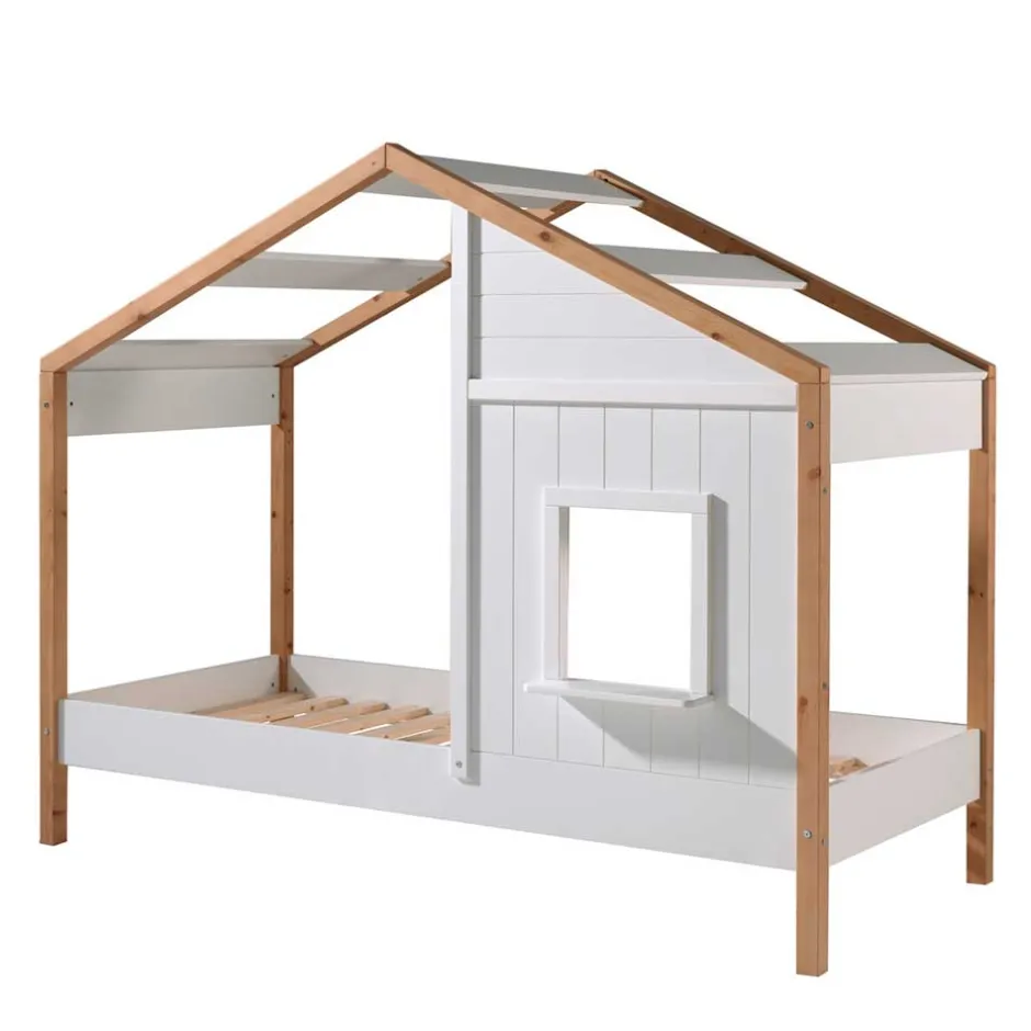 Haus Kinderbett in Weiß & Eichefarben - Zorya^Wohnen