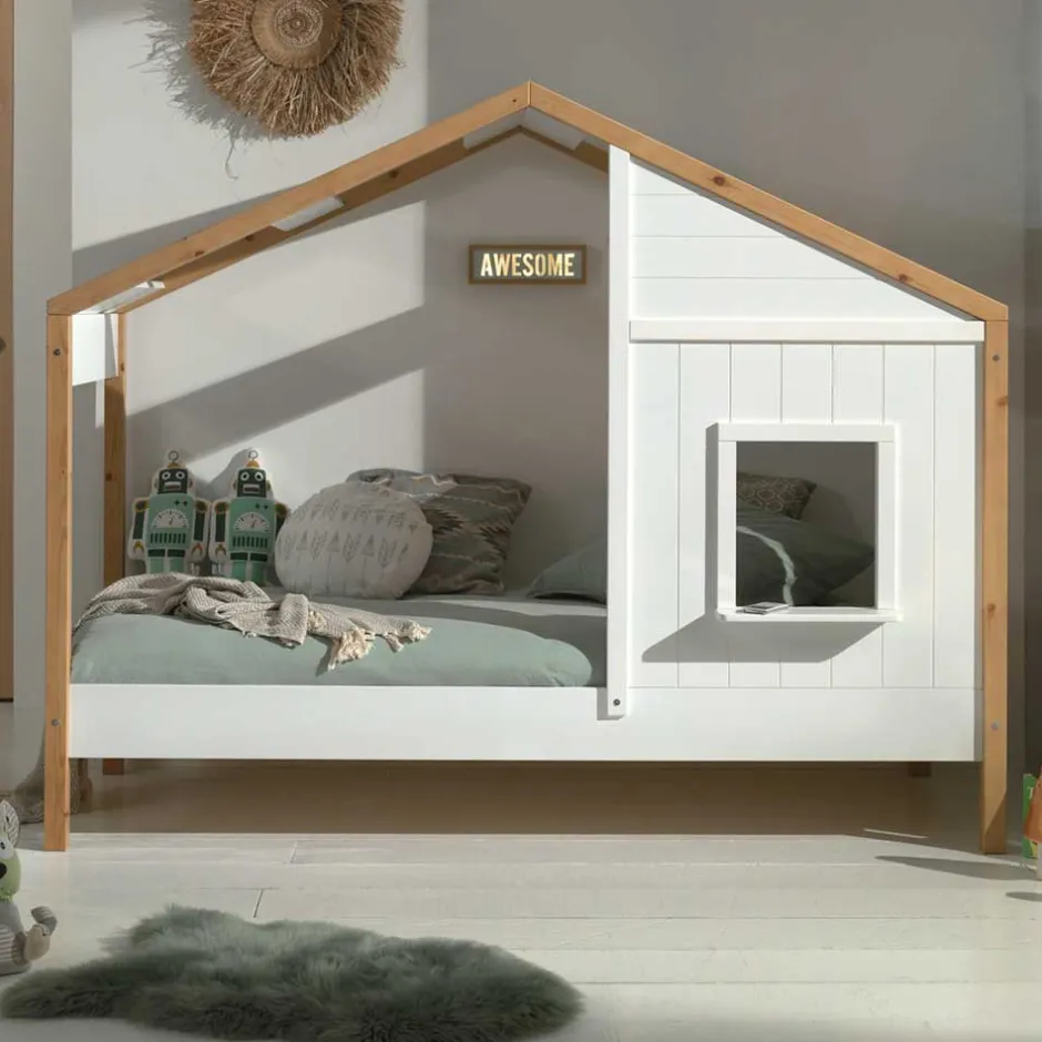 Haus Kinderbett in Weiß & Eichefarben - Zorya^Wohnen