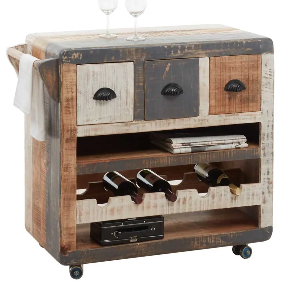 Hausbar Barwagen aus Massivholz mehrfarbig - Faszinata^Wohnen Outlet