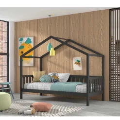 Hausbett in Anthrazit aus Kiefernholz - Neptunus^Wohnen