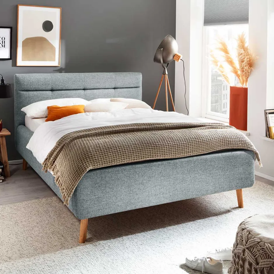 Wohnen Hellblaues Polsterbett mit Bettkasten - Annelie