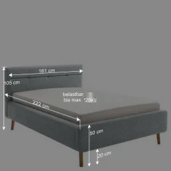 Wohnen Hellblaues Polsterbett mit Bettkasten - Annelie