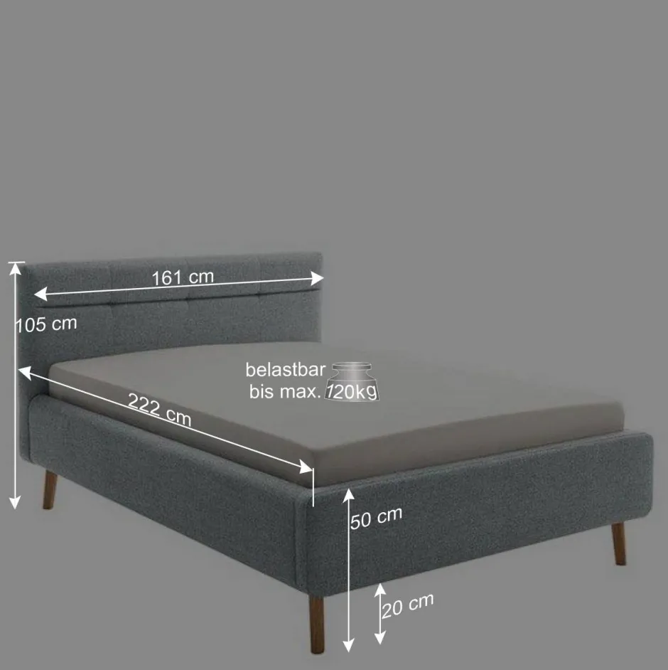 Wohnen Hellblaues Polsterbett mit Bettkasten - Annelie