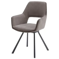 Wohnen Hellbraune Esszimmerstühle aus Microfaser - Loreo (2er Set)