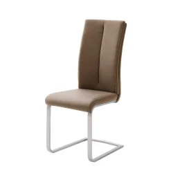 Wohnen Hellbrauner Freischwinger Stuhl Carihm mit Kunstleder (4er Set)