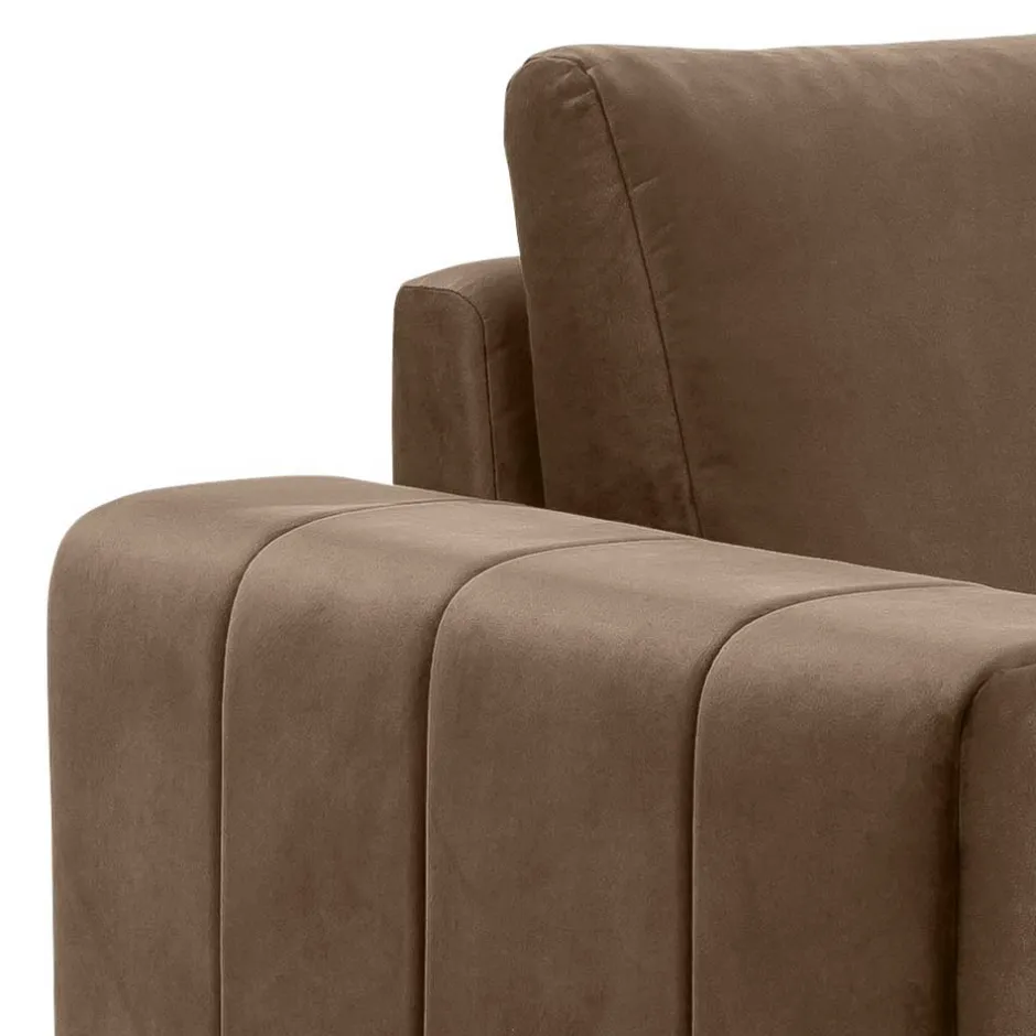 Wohnen Hellbrauner Samtsessel im Retrostil - Coisma