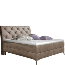 Hellbraunes Boxbett mit Samtbezug - Gelvino^Wohnen Clearance
