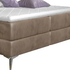 Hellbraunes Boxbett mit Samtbezug - Gelvino^Wohnen Clearance