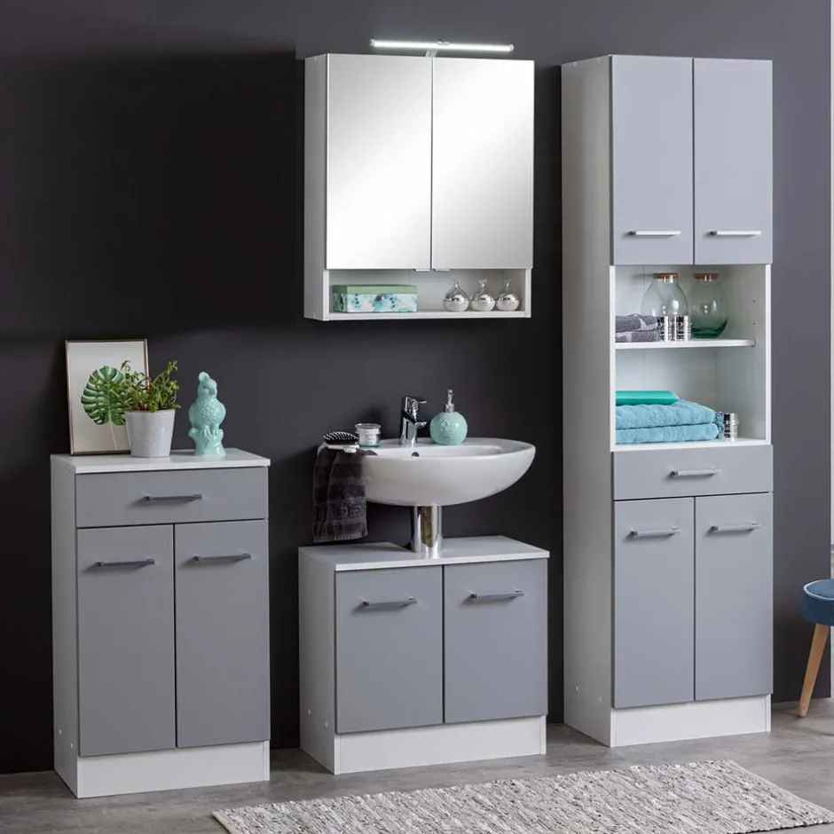 Helle Badmöbel als Set in Grau Front - Girios (vierteilig)^Wohnen Hot