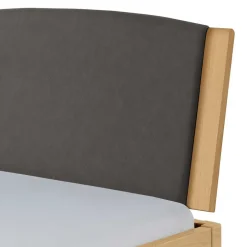 Helles Eichebett mit Kunstleder Kopfteilpolstern - Vrona^Wohnen Outlet