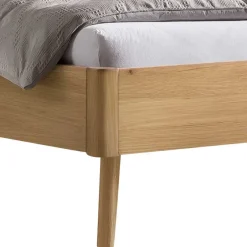 Helles Eichebett mit Kunstleder Kopfteilpolstern - Vrona^Wohnen Outlet