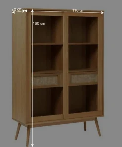 Helles Highboard mit Glas in Natur - Saltenas^Wohnen Sale