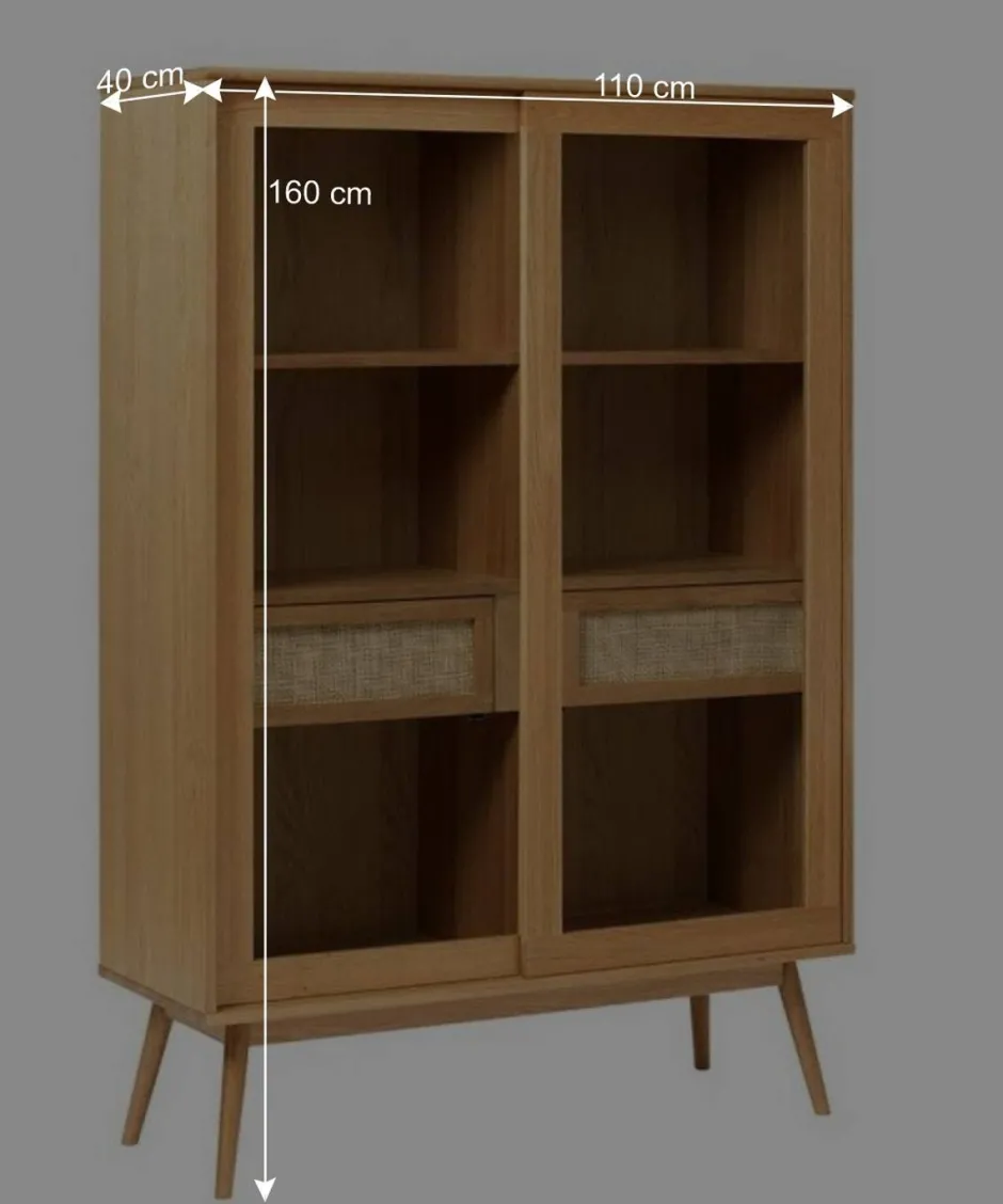 Helles Highboard mit Glas in Natur - Saltenas^Wohnen Sale