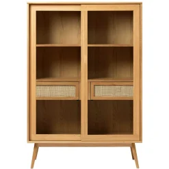 Helles Highboard mit Glas in Natur - Saltenas^Wohnen Sale