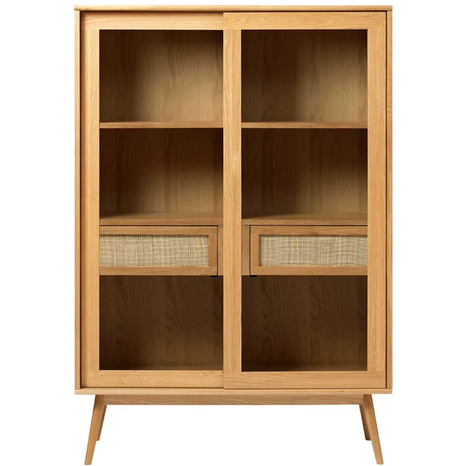 Helles Highboard mit Glas in Natur - Saltenas^Wohnen Sale