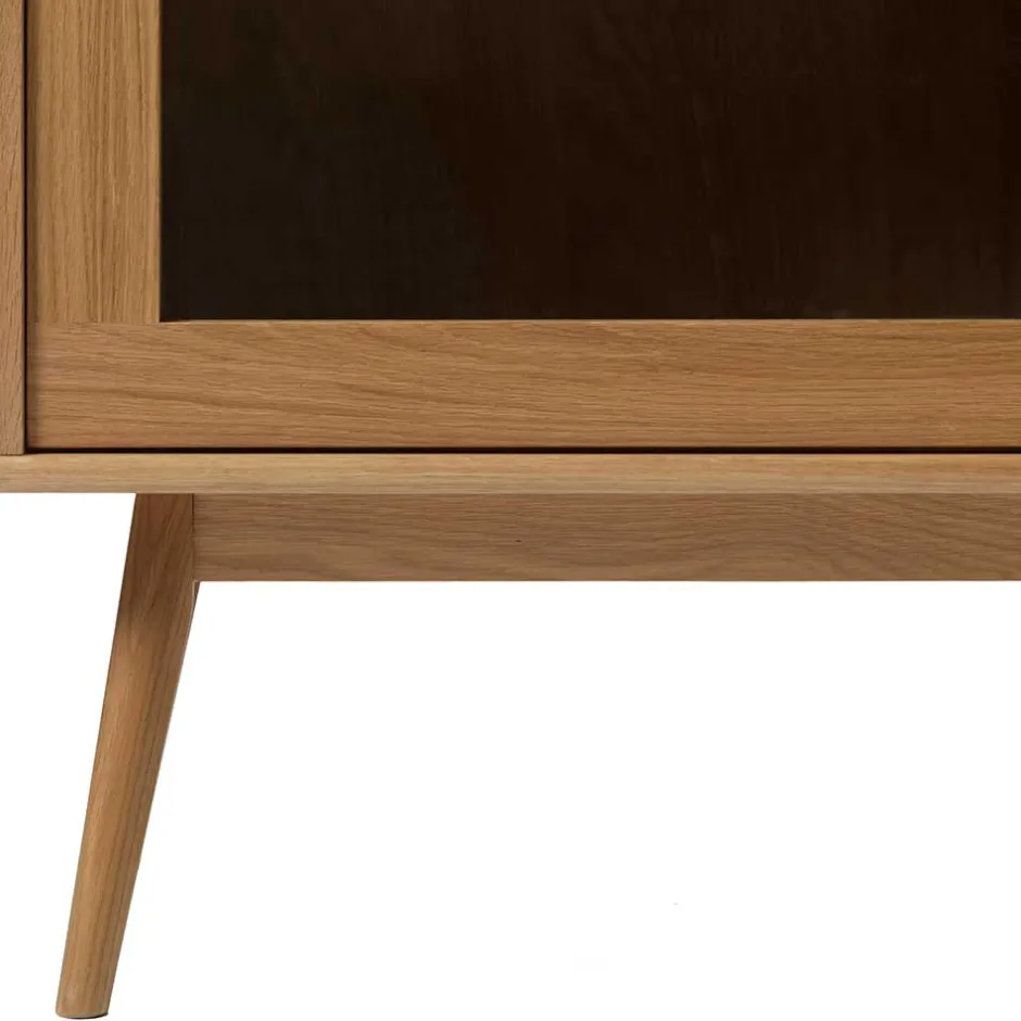 Helles Highboard mit Glas in Natur - Saltenas^Wohnen Sale