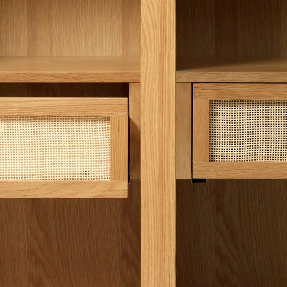 Helles Highboard mit Glas in Natur - Saltenas^Wohnen Sale