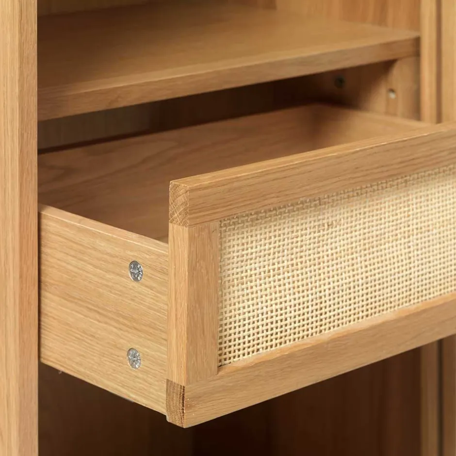 Helles Highboard mit Glas in Natur - Saltenas^Wohnen Sale