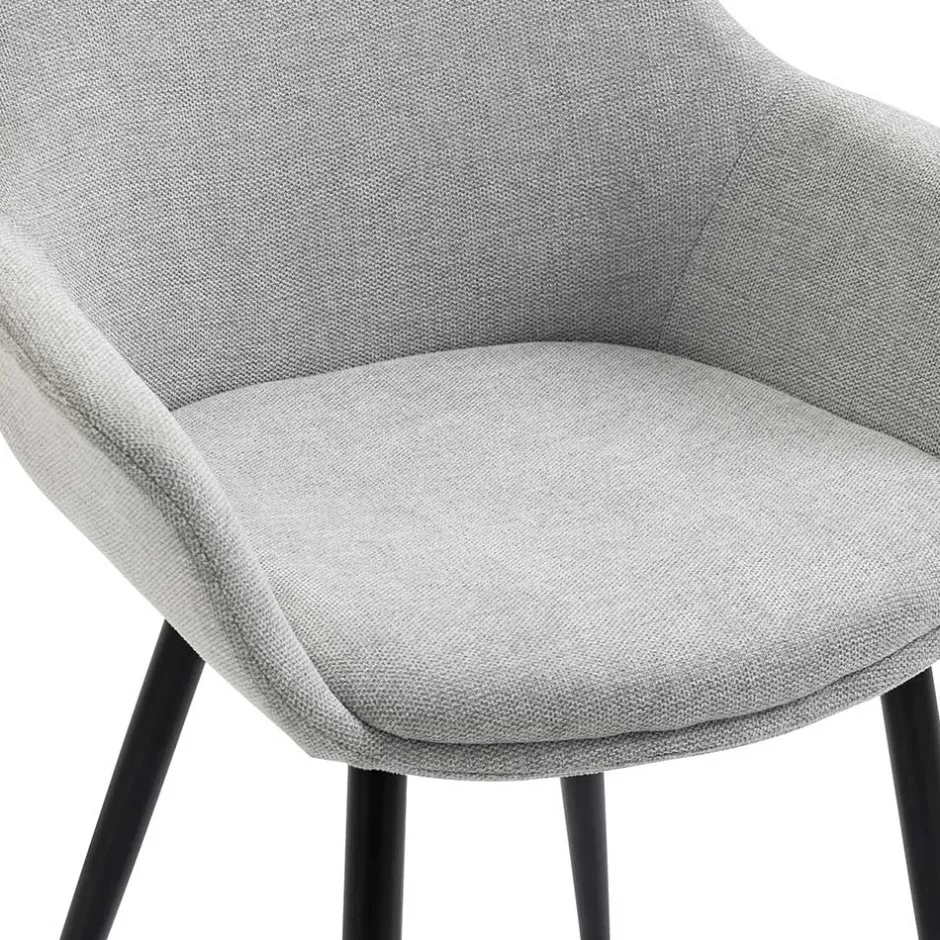 Wohnen Hellgraue Armlehnstühle aus Webstoff - Bilbaos (2er Set)