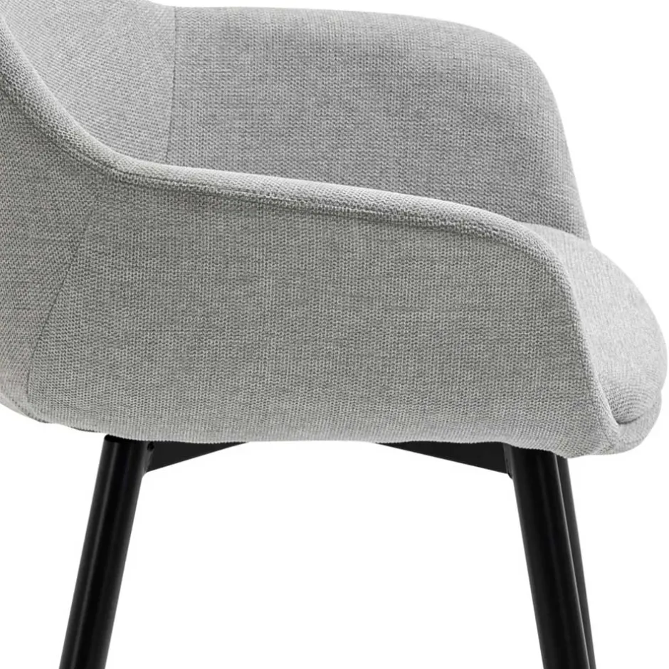 Wohnen Hellgraue Armlehnstühle aus Webstoff - Bilbaos (2er Set)