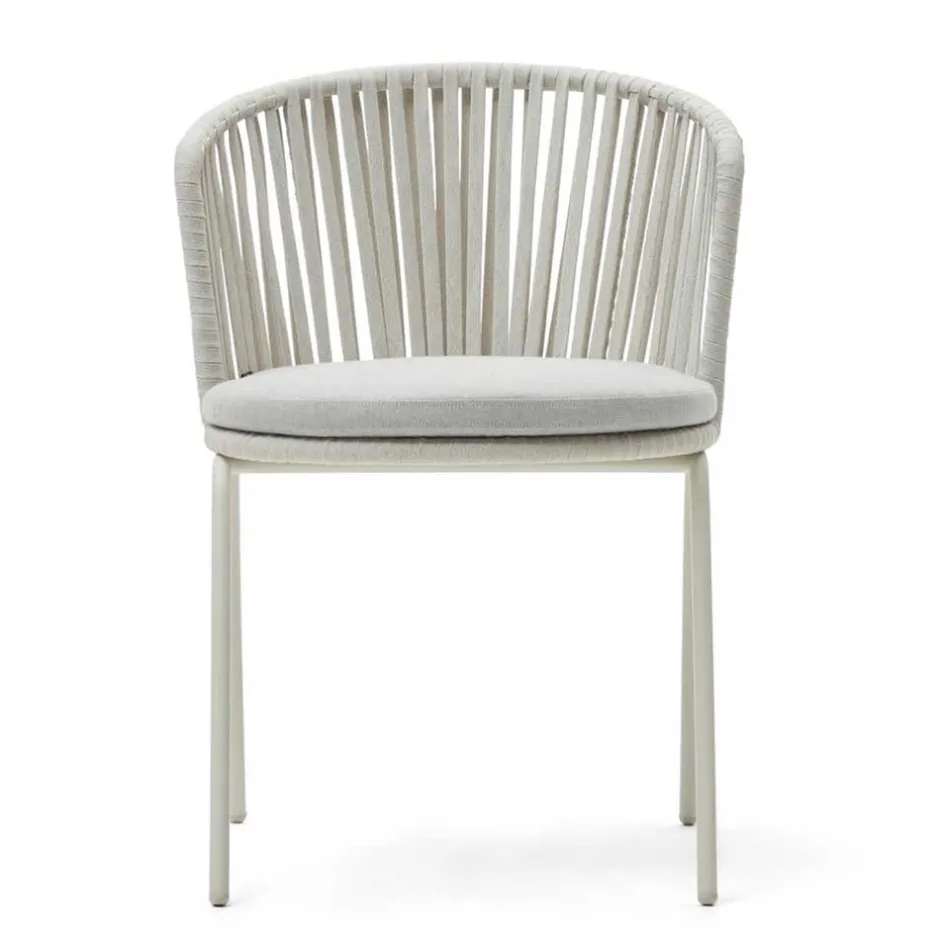 Hellgraue Gartenstühle aus Kordel - Larosca (4er Set)^Wohnen New