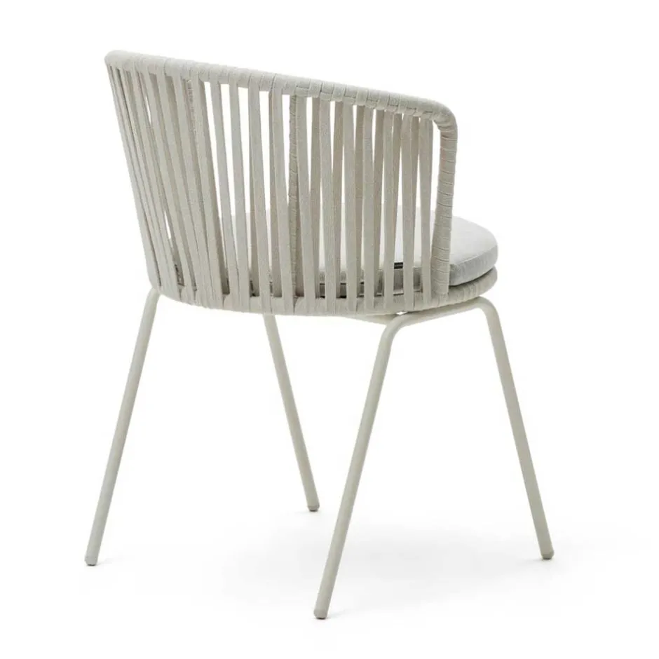 Hellgraue Gartenstühle aus Kordel - Larosca (4er Set)^Wohnen New