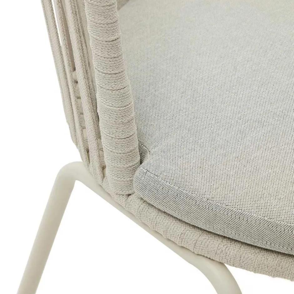 Hellgraue Gartenstühle aus Kordel - Larosca (4er Set)^Wohnen New