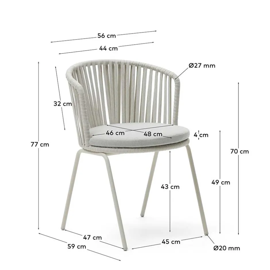 Hellgraue Gartenstühle aus Kordel - Larosca (4er Set)^Wohnen New