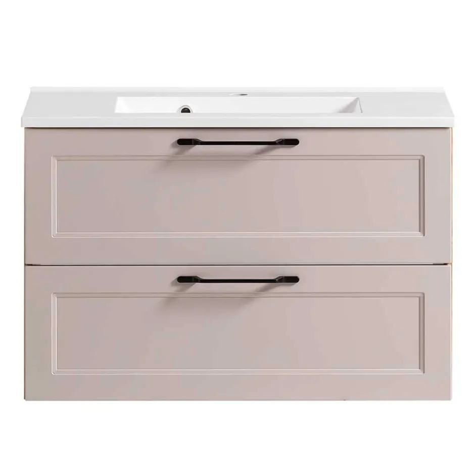 Hellgraue Waschtischkonsole mit Becken - Trioto^Wohnen Discount