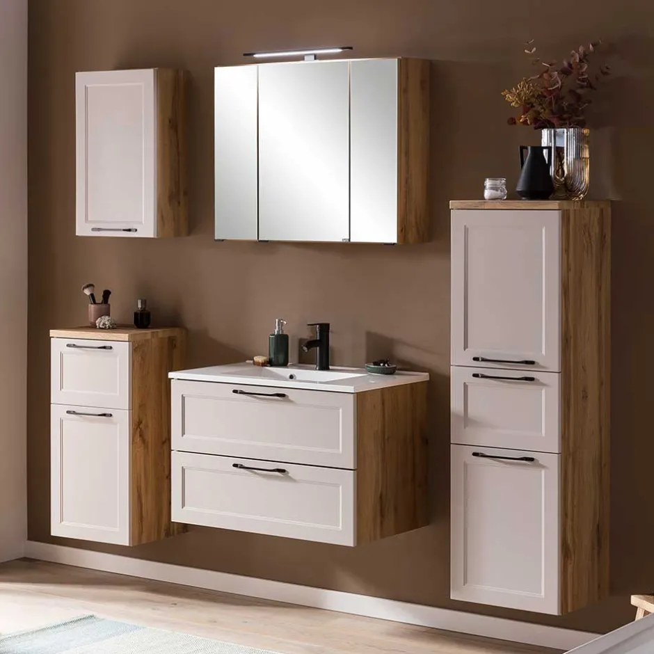 Hellgraue Waschtischkonsole mit Becken - Trioto^Wohnen Discount