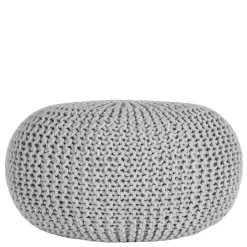 Wohnen Hellgrauer Hocker mit Strickstoff Bezug - Udjaca