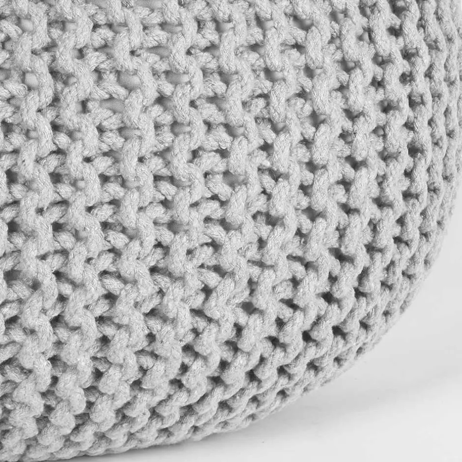 Wohnen Hellgrauer Hocker mit Strickstoff Bezug - Udjaca