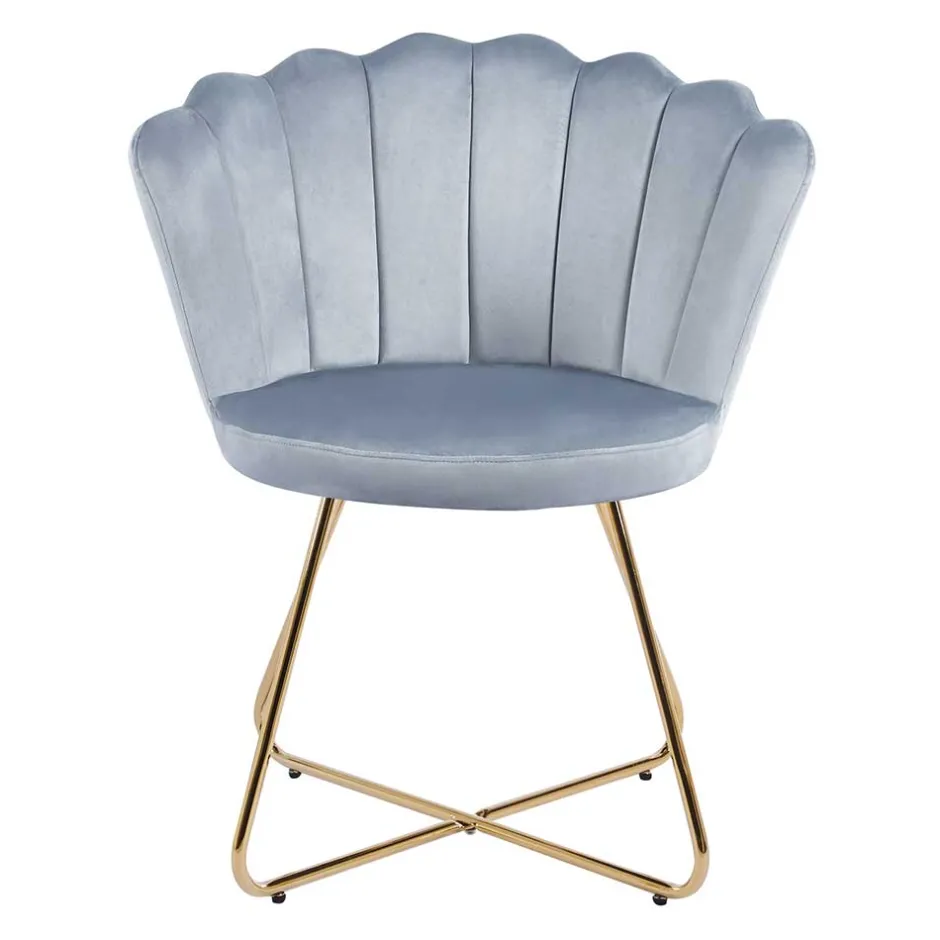 Hellgrauer Muschel Polsterstuhl aus Samt - Usilvea (2er Set)^Wohnen Sale