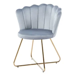 Hellgrauer Muschel Polsterstuhl aus Samt - Usilvea (2er Set)^Wohnen Sale